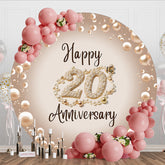 Aperturee - Aperturee Round Elegant Pearls Happy 20th Anniversary Backdrop